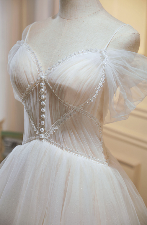 Gentle Ivory Homecoming Dress ,Tulle Beaded Corset Short Prom Dress RS1690