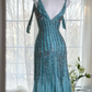 Sparkly Beaded Flowy Women's Homecoming Dress Blue Corset Short Prom Dress Party Dress RS2447
