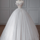 White strapless diamond bridal gown with slim waist and puffy skirt R6012