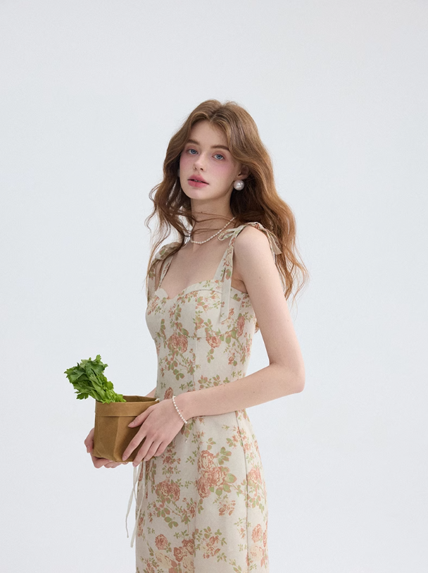French floral suspender skirt short dress holiday wear short skirt R2707