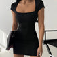 Slim Fit Hip-hugging Low-cut Sexy Miniskirt homecoming dress R2438