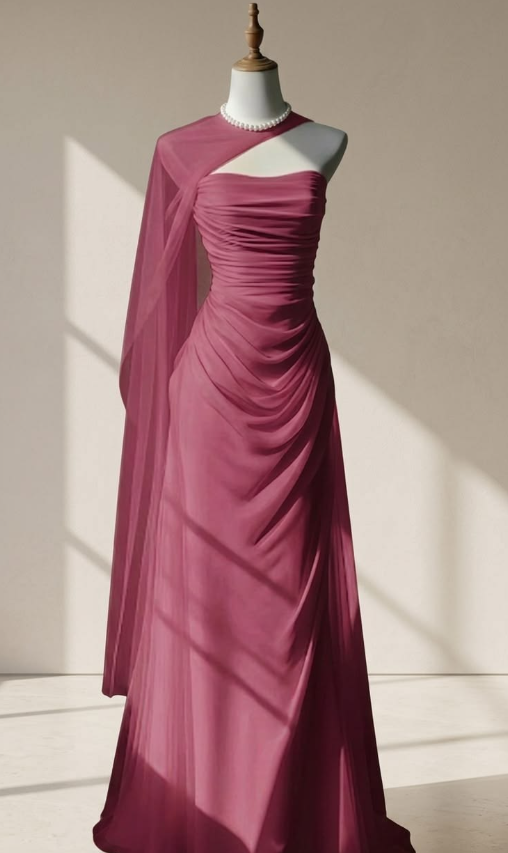French Chic Dusty Pink Mermaid Strapless Bodycon Maxi Prom Dress Evening Dress RS622
