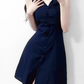 2025 Summer New High Waist V-Neck Single-Breasted Lace-Up Short A-Line Suit Dress R0970