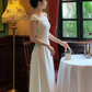 French one-shoulder dress 2025 sexy temperament waist elegant party dress R1488