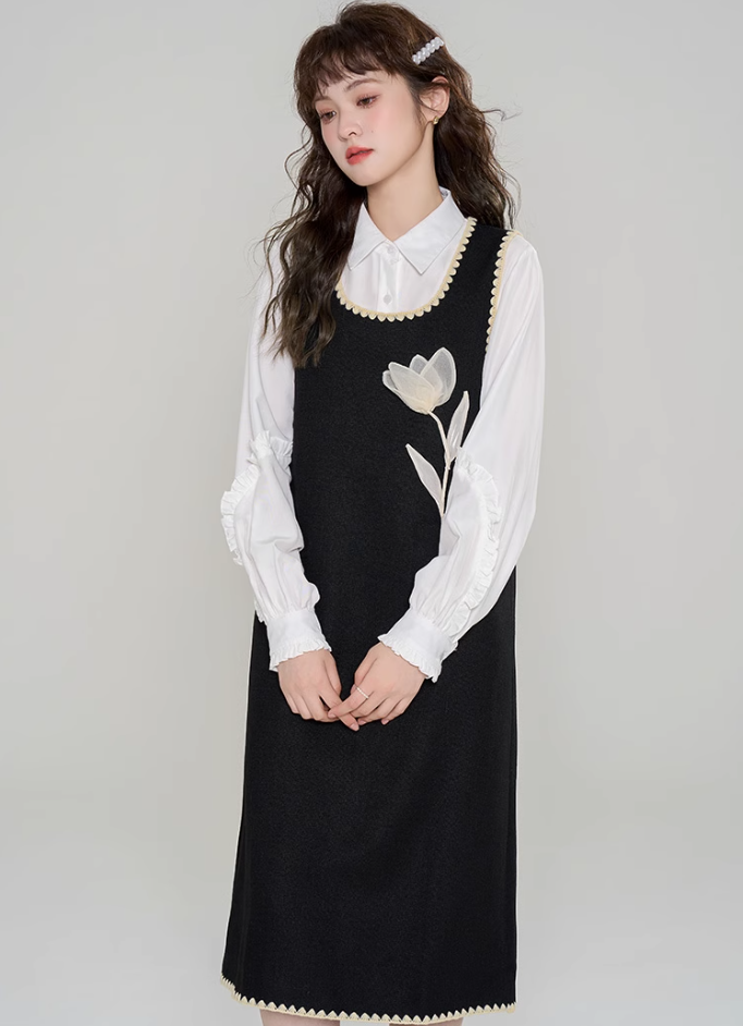 French retro suspender dress new style age-reducing beautiful suit skirt two-piece suit R2361