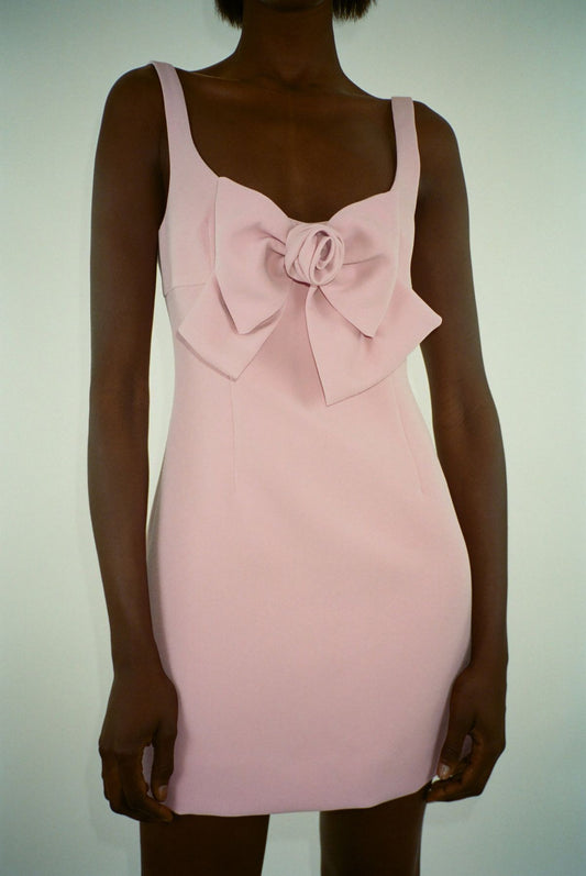 Pink halter neckline three-dimensional flower waist slim short skirt homecoming dress R3511