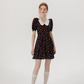 Baby collar floral dress French style black dress petite short dress female summer new style R3561