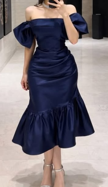 Stunning Silky Slim Prom Gown Deep Navy Women's Maxi Evening Dress Ball Gown RS2826