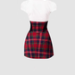 American college style short shirt 2025 plus size hot girl plaid halter neck hip skirt suit R1407