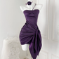 Flower halter neck satin sexy dress women's short temperament tube top dress R2076