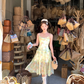 Mid-length chiffon waist-hugging sling neckline A-line dress summer French style slim temperament skirt R4737