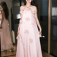 Sweet Chiffon Applique Prom Gown Pink Women's Maxi Evening Dress Birthday Dress RS2788