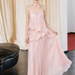 Chiffon Flowy Tiered Corset Prom Gown , Pink Sweet Women's Maxi Party Dress RS2518
