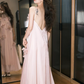 Sweet Chiffon Applique Prom Gown Pink Women's Maxi Evening Dress Birthday Dress RS2788