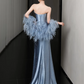 Sparkly Mermaid Beaded Prom Gown , Blue Women's Maxi Evening Dress Ball Gown RS2722