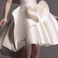 French white tube top satin banquet birthday party host short A skirt prom dress homecoming dress R2970