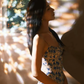 Dress Blue Butterfly Holiday Floral Waist Slimming Hip Sling Long Dress R2907