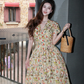French Retro Floral A-Line V-neck Corset Midi Women Dress Prom Dress RS632