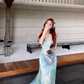 Blending fishtail skirt waist slimming princess holiday suspender dress long skirt R1737