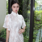 Elegant White Sheath High Collar Lace Maxi Prom Dress RS635
