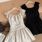 Pleated age-reducing one-shoulder flying sleeves two-way dress R2093