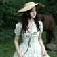 Elegant Soft Green Floral A-Line V-neck Corset Mini Birthday Dress Homecoming Dress RS638