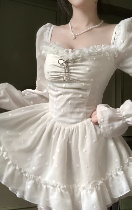 Large size French white moonlight dress sweet and beautiful princess tutu skirt R1877