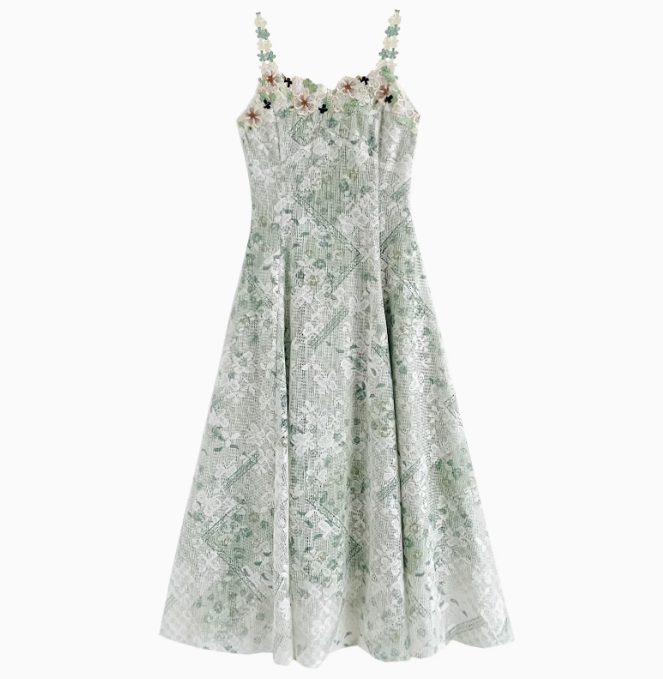 2025 summer new green thin sunscreen cardigan with suspender skirt jacket R1896