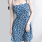 2025 Summer New Blue Floral Daisy Holiday Short Suspender Dress R0968
