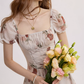 Rose Garden French Floral Short Dress R2709