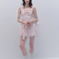 Pink Off The Shoulder Mini Dress Women With Lace Choker And Tulle Skirt R9443