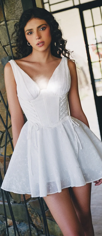 White suspender low-cut sexy waist slim skirt homecoming dress R4549