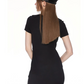 Black Deep U Neck Bodycon Dress Women With Twisted Waist Cutout Detail R9390