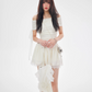 French Mini Dress, White Off-Shoulder Ruched Bodycon With Lace Hem R9380