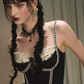 Gothic Coquette Bustier Dress with Lace Flounce Hem R9201