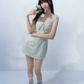 Fresh Style Yellow Blue Plaid Tie Front Dress Women Summer Slim Fit Flare Dress R9352