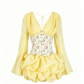 Yellow Floral Corset Mini Dress with Bell Sleeves and Puffy Skirt R9179