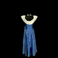Blue satin fitted A-line ball gown R6609
