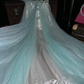 Light blue high-waisted fitted long ball gown R7048