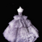 Silver-gray strapless, fitted waist, full skirt, long ball gown R8676