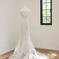 Off-white halter-neck fitted long lace ball gown, bridal dress R8480