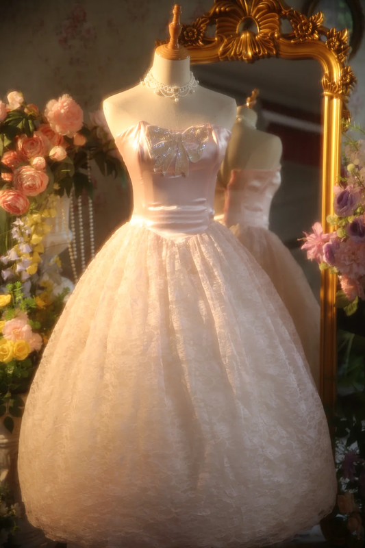 Light pink strapless fitted waist ball gown/bridal dress R7261