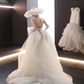White tube top elegant waist slim tulle skirt hem bridal dress R6050