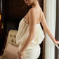 Apricot-colored halter lace neckline hugging sexy short skirt homecoming dress R4509