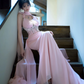 Pink Halter Neck Waist-Cinched Elegant Floor-Length Prom Dress R7088