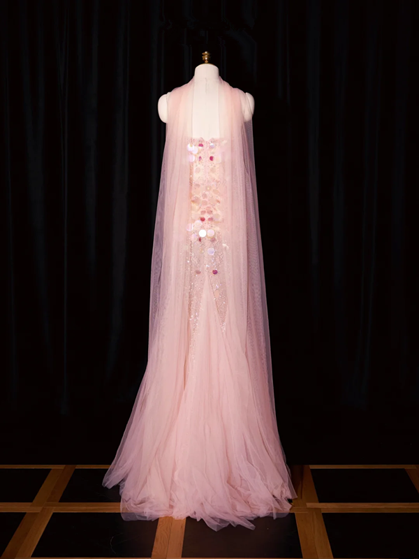 Light pink strapless, fitted, bodycon, sexy long ball gown/bridal dress R8945