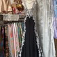 Black suspender waist slim sexy white lace maxi ball gown R6130