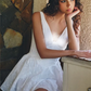 White suspender low-cut sexy waist slim skirt homecoming dress R4549