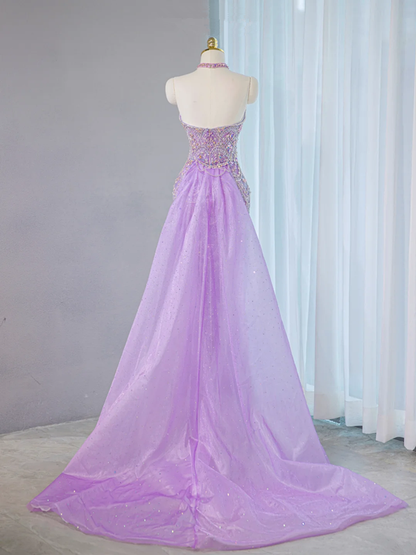 Light purple strapless fitted long ball gown, bridal dress R9035