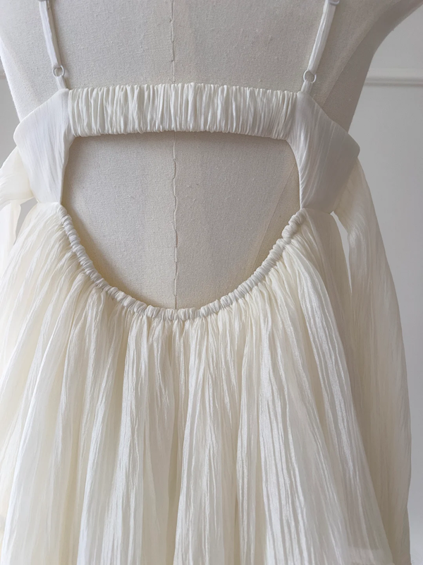 White suspender pleated design cute mini skirt homecoming dress R4998